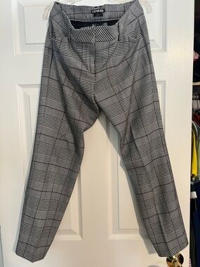 Express Women’s Gray Editor Houndstooth Dress Pants with Purple Detail to, 4R